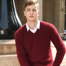 Распродажа, Зимний брендовый мужской свитер с высоким круглым вырезом, 100 норковый кашемировый свитер, пуловер с высоким воротником, Мужская трикотажная одежда, топы