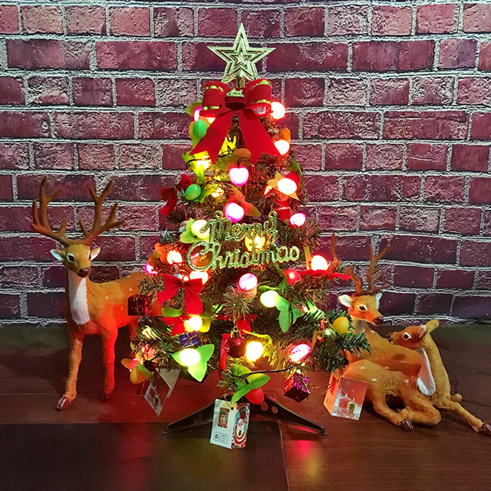 60 см настольная Рождественская елка искусственная Мини Рождественская сосна с светодиодный гирляндой и орнаментами рождественские украшения для дома