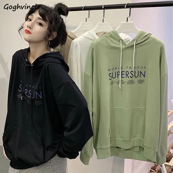 

Women Hoodies New Simple Loose Korean Style Trendy Pullovers Womens All-match Streetwear Soft Ulzzang Hooded Chic Letter Printed