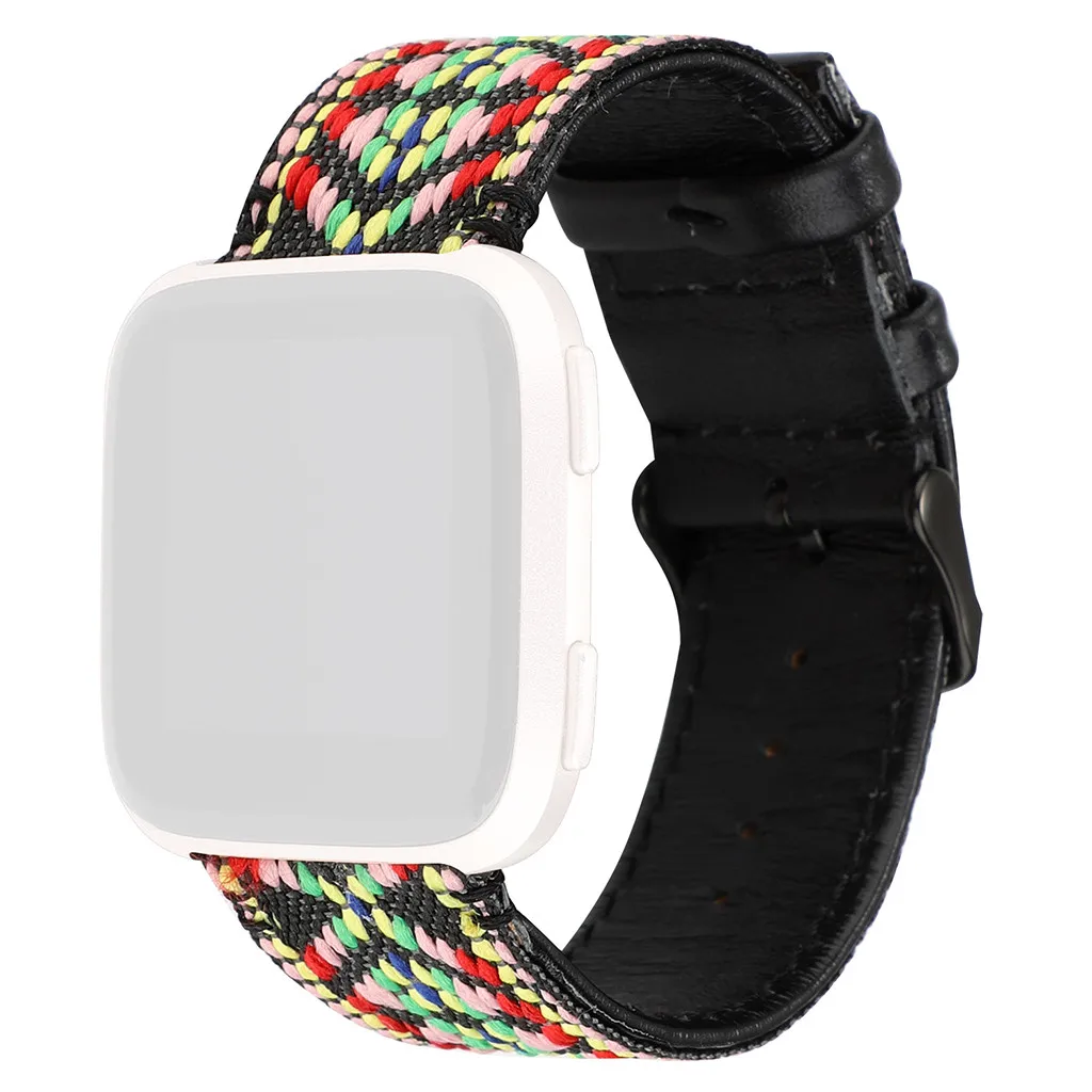 A Умные часы этнический кожаный ремешок для Fitbit Versa Смарт-часы для фитнеса Противоскользящий кожаный ремешок из зернистой кожи дышащее украшение - Цвет: A