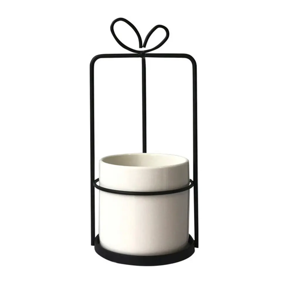 

Electroplating Iron Art Hollowed Out Potted Hydroponic Plants Home Furnishing Decoration Ceramic Flower Pot Stand