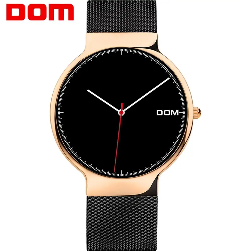 

Watch Men DOM Top Luxury Brand Men's Watches Ultra Thin Quartz Wristwatch Stainless Steel Mesh Band Fashion M-32GK-1MH
