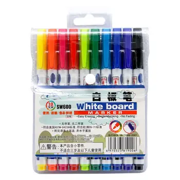 

10 Colors Erasable Whiteboard Marker Pen Non Toxic Sign Fine Nib Student Drawing Pens Office School Supplies