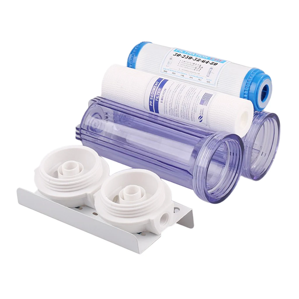 10'' Whole House 2 Stage Filtration Water System with PP Cotton CTO Carbon Replacement Filters