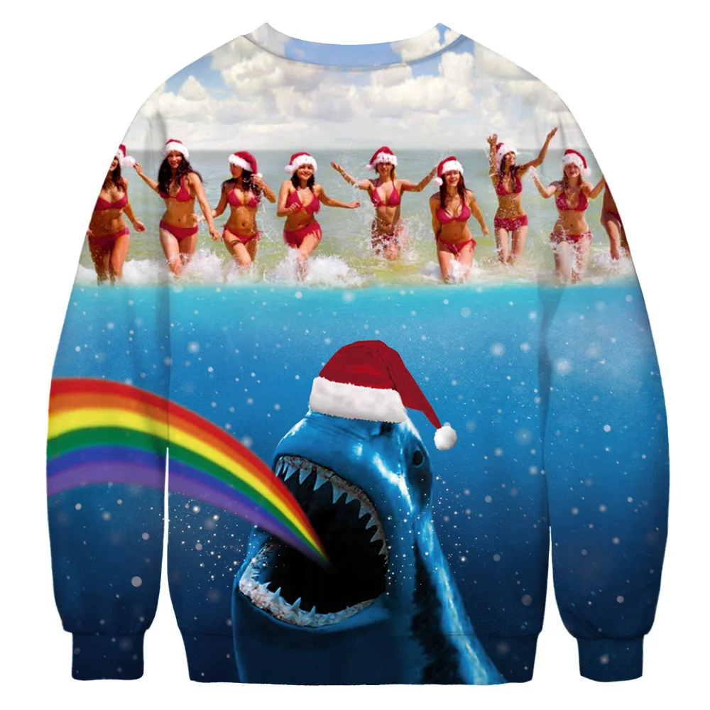Рождественский свитер с 3D принтом единорога, уродливые Рождественские свитера, джемперы, топы для мужчин и женщин, осенне-зимний свитер, пуловер, Рождественский свитер с капюшоном