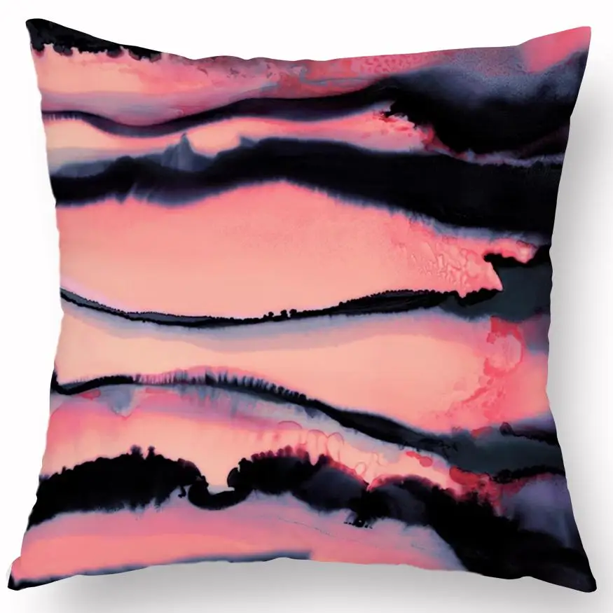 Scandinavian Style Creative Geometric Pattern Cushion Personality Marble Printed Pillow Watercolor Landscape Painting For Home - Color: A14