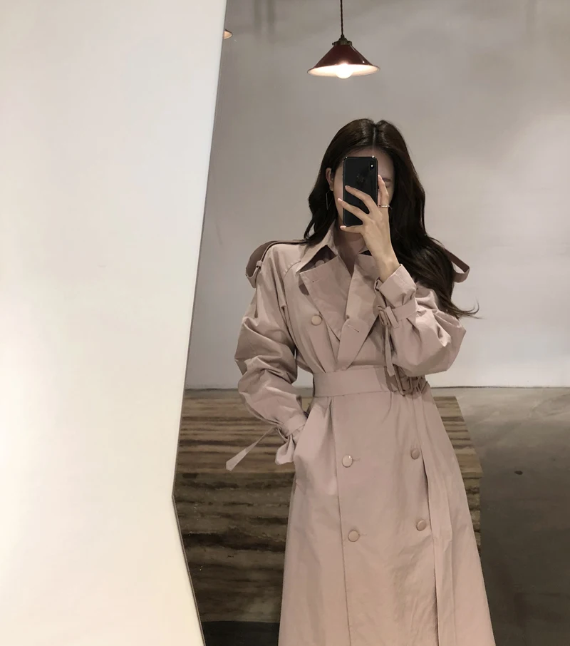 Женское осеннее белое двубортное пальто-Тренч в британском стиле, высококачественное шикарное длинное Свободное пальто халазы