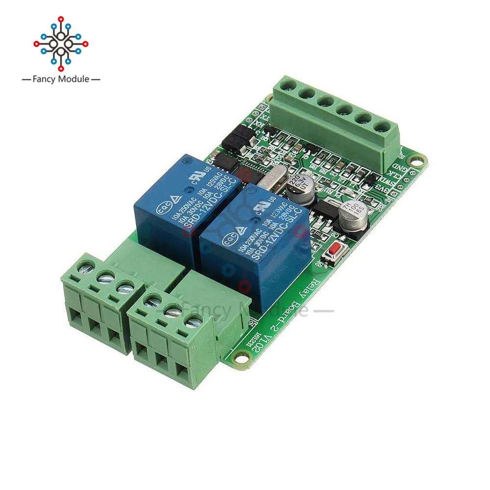 Diymore Modbus RTU 2 канала 12 В релейный выходной модуль платы переключатель вход RS485/ttl коммуникационный модуль