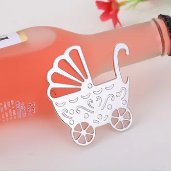 

Baby Carriage Design Silver Bottle Opener Beer Cap Openers in Pink Gift Box Baby Shower Favors Party Giveaways 10PCS