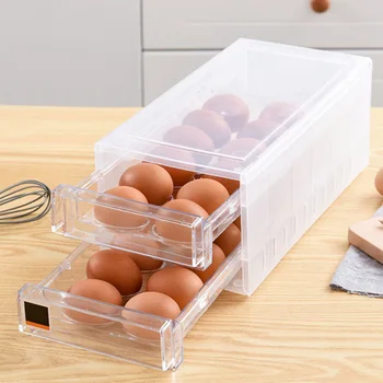 

Refrigerator Eggs Storage Box 24 Grid Drawer Type Egg Container Transparent Multifunctional Food Storage Container Case