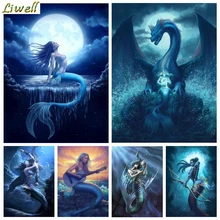 Diy 5d Blue Ocean Fantasy Mermaid Diamond Art Painting Cross Stitch Kit Full Square Round Drills Handmade Gift For Home Decor