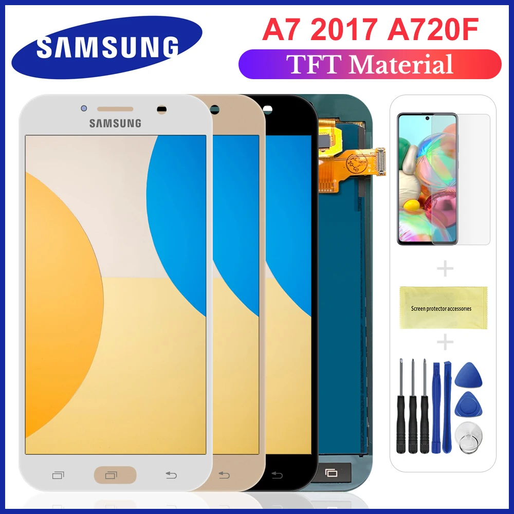 ЖК дисплей с дигитайзером сенсорного экрана 5 7 дюйма A720 Samsung A7 2017 A720F A720M сменный
