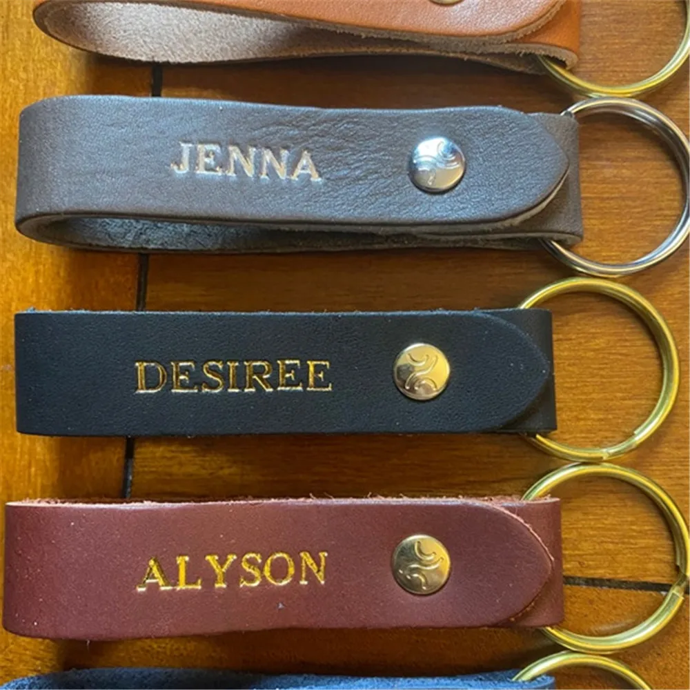 PersonalizedLeatherKeychainCustomNameWeddingGiftsKeyFob