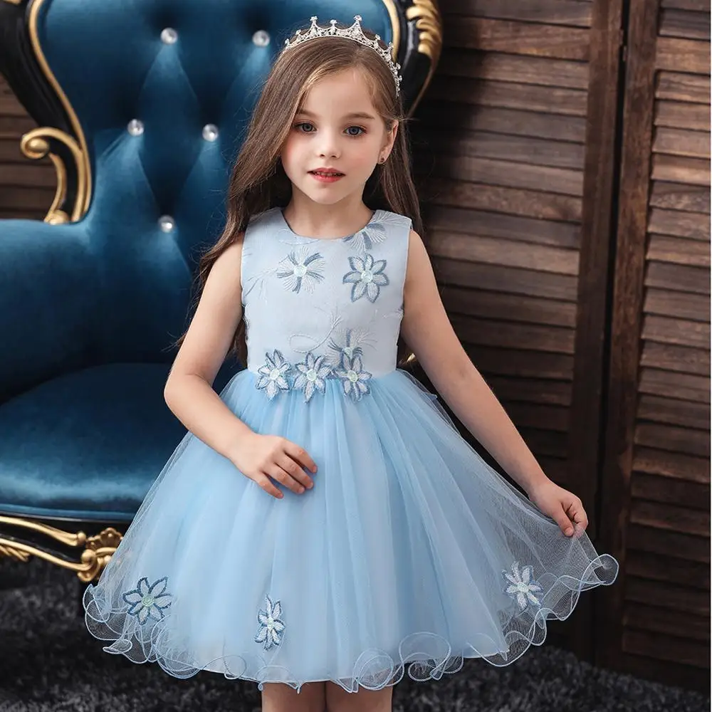

Chinese Dress girl blue dress little girl clothing girl dress robe princesse flower dress lace clothing kids dresses for girls