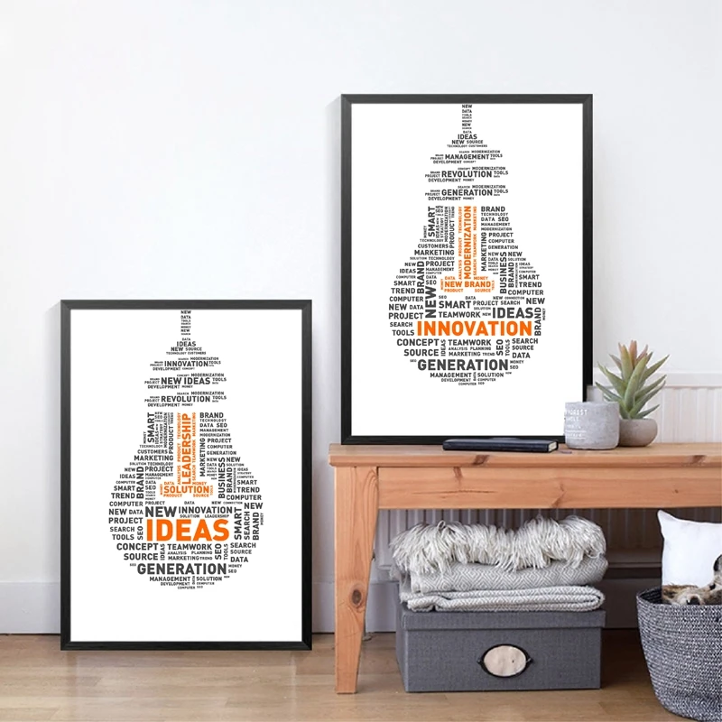 Wall Art Canvas Painting Light Bulb Poster Hd Prints Modern Minimalist Innovation Quotes Nordic Style For Living Room Home Decor Painting Calligraphy Aliexpress