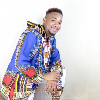 

Dashiki Pure Cotton African Hoodie Hippie Shirt Boho Caftan Blouse Blue Top Unisex