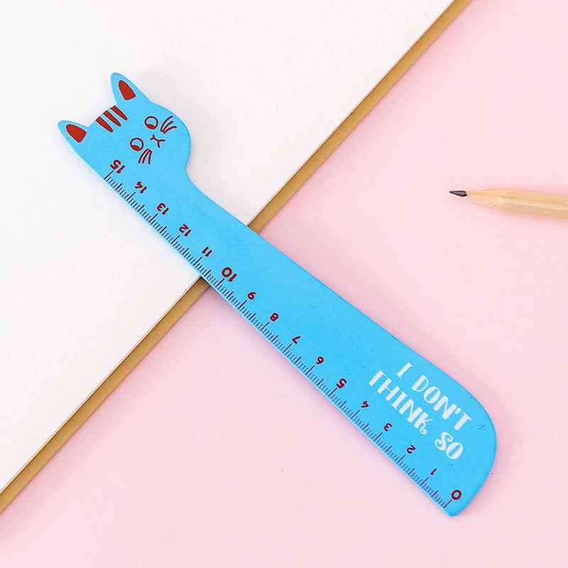 4 Piece Cat Stationery Wooden Ruler for Drawing Gift ruler set drawing ruler straight ruler