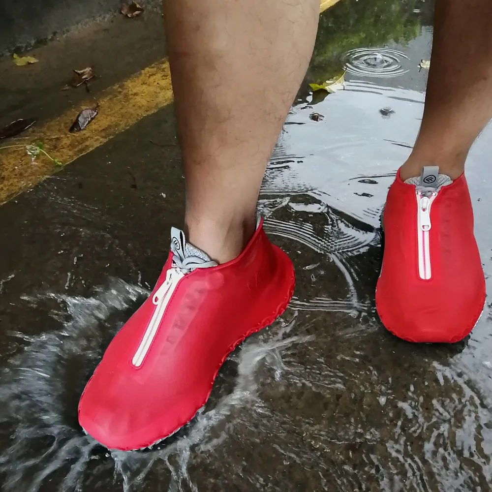 Waterproof Zipper Shoe Covers Silicone Case Rain Boot Portable Reusable R5P0 