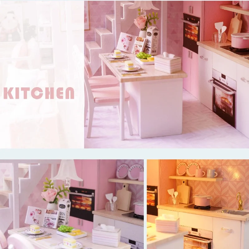Diy Кукольный дом Миниатюрный Кукольный домик с деревянная мебель для дома С Пылезащитным покрытием миниатюрные игрушки для детей год Рождество