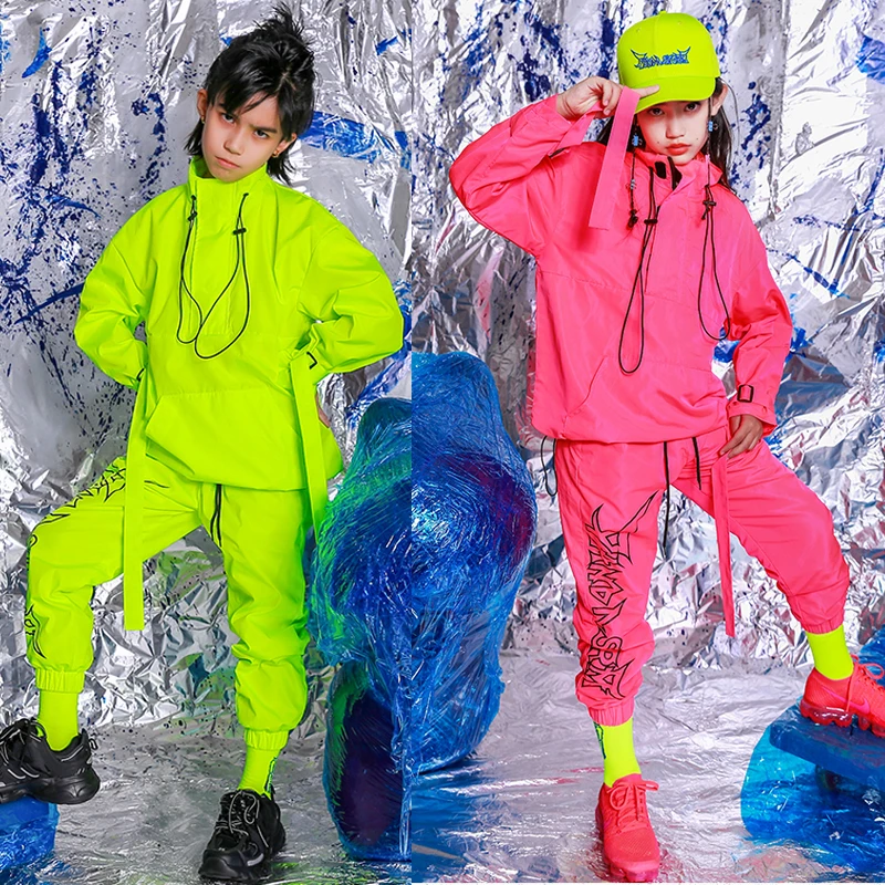 Hip Hop Street Dance Costume Kids Fluorescent Yellow Tops Pant Children S Day Performance Festival Outfit Girls Clothing 3628 Ballroom Aliexpress