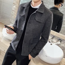 Мужское хлопковое пальто осенне-зимняя короткая шерстяная куртка модная ветровка Молодежная индивидуальная модная мужская одежда