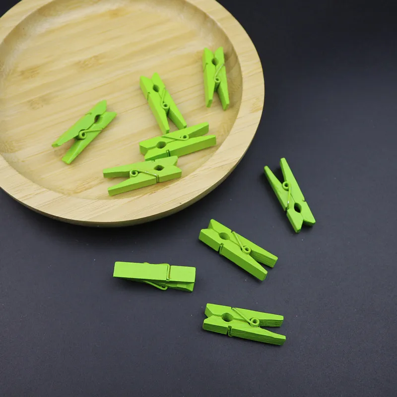 20-80 шт Цвет 3,5 см маленькие деревянные клипсы DIY ремесло вечерние украшения Искусство милые маленькие зажимы для бумага для заметок Закладка фото зажимы - Цвет: Light green clips
