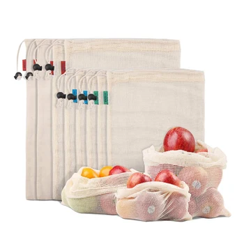 

Reusable Produce Bags For Fruit,Veggies,Fridge Organizing,Toys,Lightweight&Drawstring,Double Stitched,Tare Weight Tag,Washable O