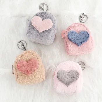

LOVELY Women Plush Coin Purse with Keyring Charm Women's Keychain Coin Purse monederos