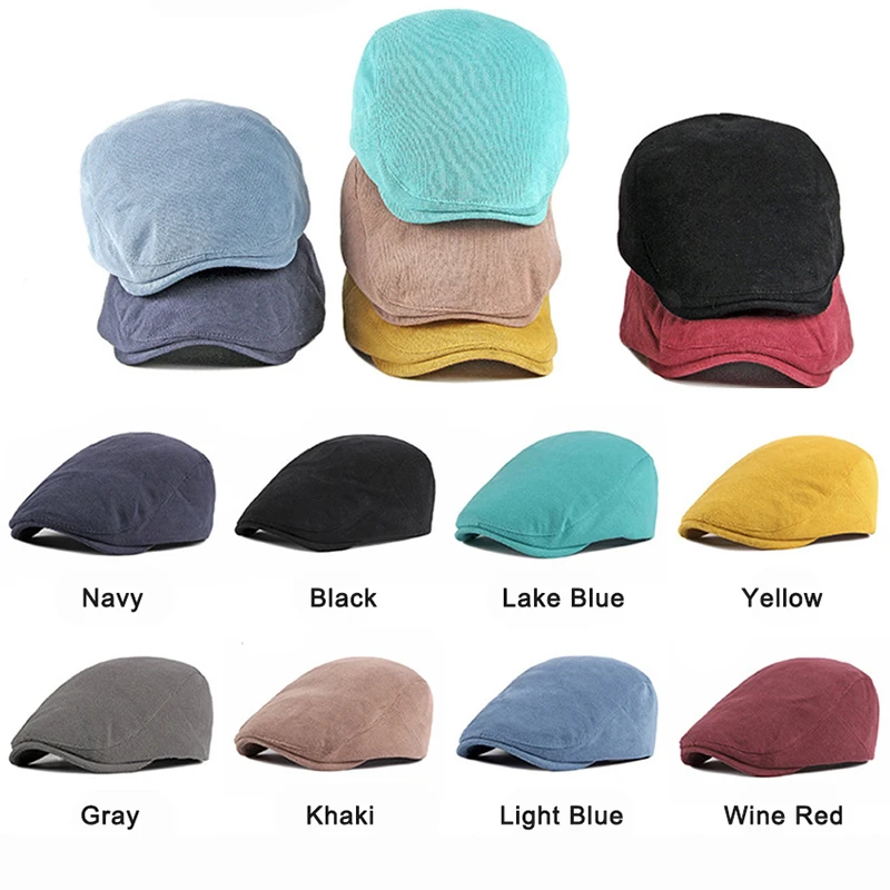 Spring Autumn Berets Hat Men knitting Visor Cap Casual Fashion Women Beret Solid Yellow Blue Peaked Flat Cap Duckbill Hat beret hat,woolen beret