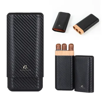 

Galiner Black Cigar Case Travel Humidor Portable Cedar Wood Cigar Box Outdoor 3 Ct Capacity Cigars Humidor Bix W/ Gift Box