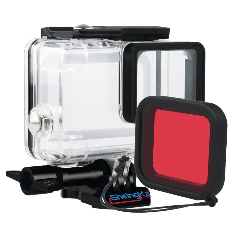Case with filter 45 м подводный водонепроницаемый чехол для Gopro Hero 5 6 7 черные экшн-камеры акриловая рамка Крышка Аксессуары для Gopro 7 черный - Цвет: Case with filter