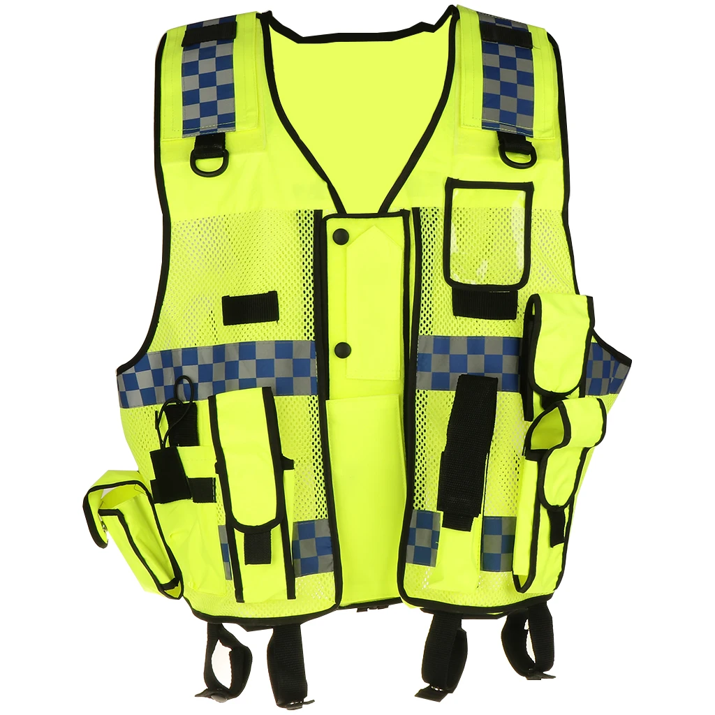 High Visibility Security Reflective Vest Pockets Design Reflective Vest Outdoor Traffic Safety Cycling Wear
