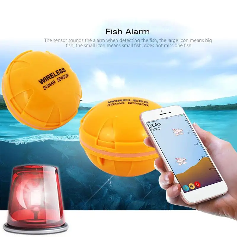 

Portable Sea Boat Fish Detect Bluetooth Smart Fishfinder Smartphone Shore Tablet 125KHz 3 Color Wireless Sonar Fishfinder Water