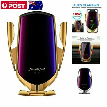 

10W Automatic Clamping Qi Wireless Car Charger Phone Holder GPS Smart Sensor