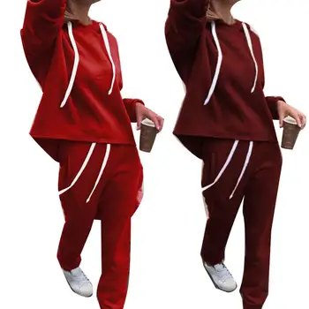 

2019 New Casual Tracksuit for Women Two Piece Set Hoodies Tight Sportswear 2 Pieces Running Sports Suit for Women Suits