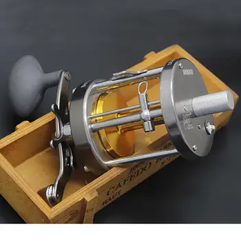 

Full Metal Drum Reel Baitcast Reel On For Sea Saltwater Big Fish Visible Bait Casting Trolling Fishing Reel Double Handle Arm