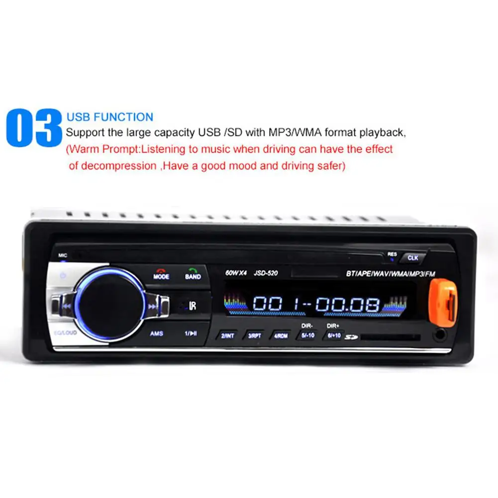 Dragonpad автомобильный Bluetooth MP3 аудио стерео плеер 4X60 Вт Автомагнитола 12 В на плате 1 Din FM Aux вход приемник USB SD карта авто радио
