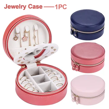 

2020 Universal Jewelry Organizer Display Travel Jewelry Case PU Leather Boxes Portable Jewelry Box Round Storage Zipper Jewelers