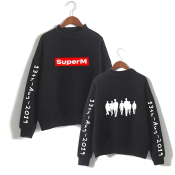 

2019 SuperM Turtleneck Sweatshirt Fashion Rapper Singer Hip Hop Pullover Oversize SuperM sweatshirt for women streetwear