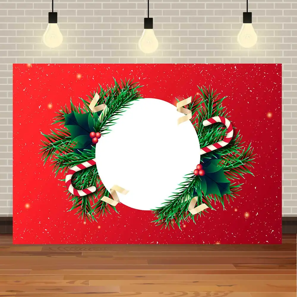 Red Round Frame Christmas Pine Candles Candy Cane Silk Ribbon Snowing  Photography Studio Backgrounds Photo Backdrops|Background| - AliExpress