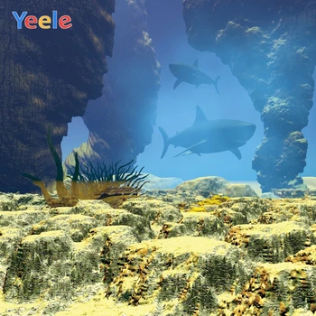 

Yeele Deep Sea Shark Cartoon Wallpaper Home Decor Photography Backdrops Personalized Photographic Backgrounds For Photo Studio
