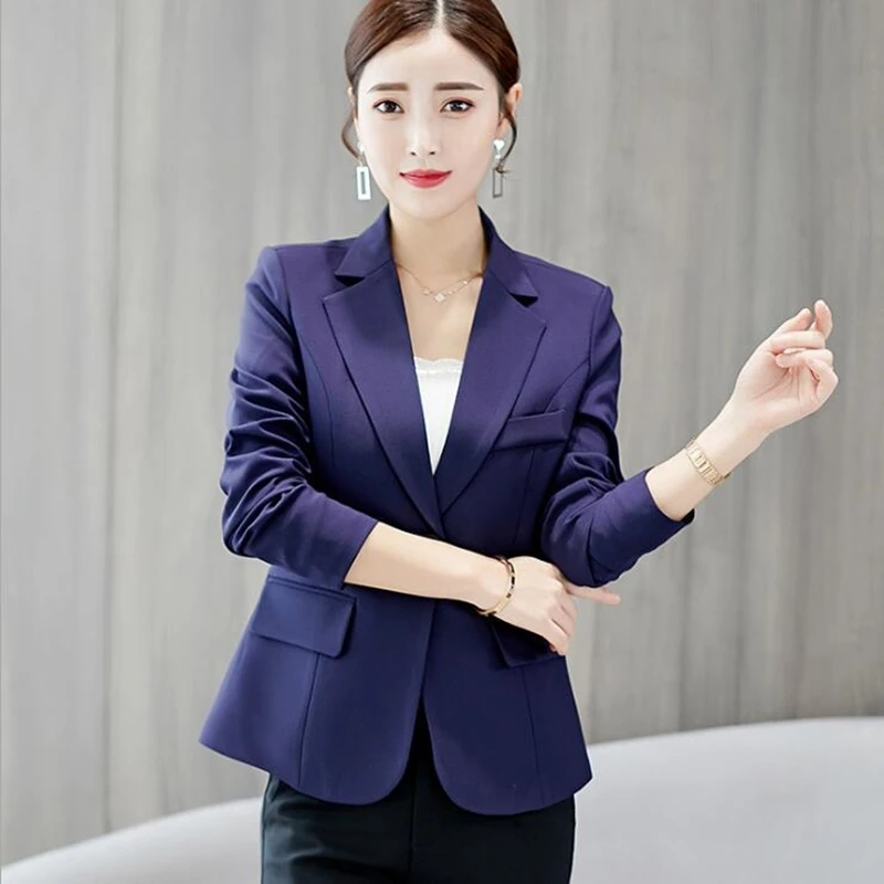 

Slim Fit Blazer Women 2020 Summer Autumn Work Clothes For Office Lady Single Button Solid Color Womens Blazers Long Sleeve Suit