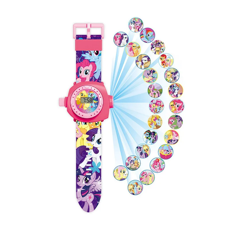 My Little poni-Reloj de proyección 3D de dibujos animados para niña, figura de juguete de animé, juguete Original, regalo de Navidad para niños
