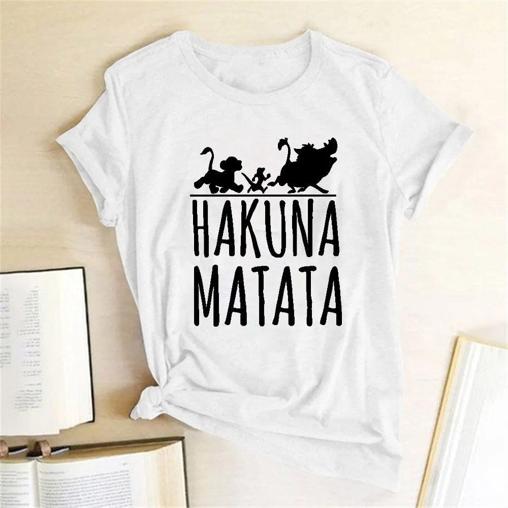 Hakuna Matata T Shirt Female Women Fashion Cute Short Sleeve Crewneck Hipster T Shirt Playeras De Mujer De Moda 2019 Graphic Tee