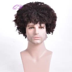 Natural Synthetic Ombre Men Wigs Short Kinky Curly Black Ombre Brown Man Wig Daily Wear Adjustable Size Breathable Wig Male 2021