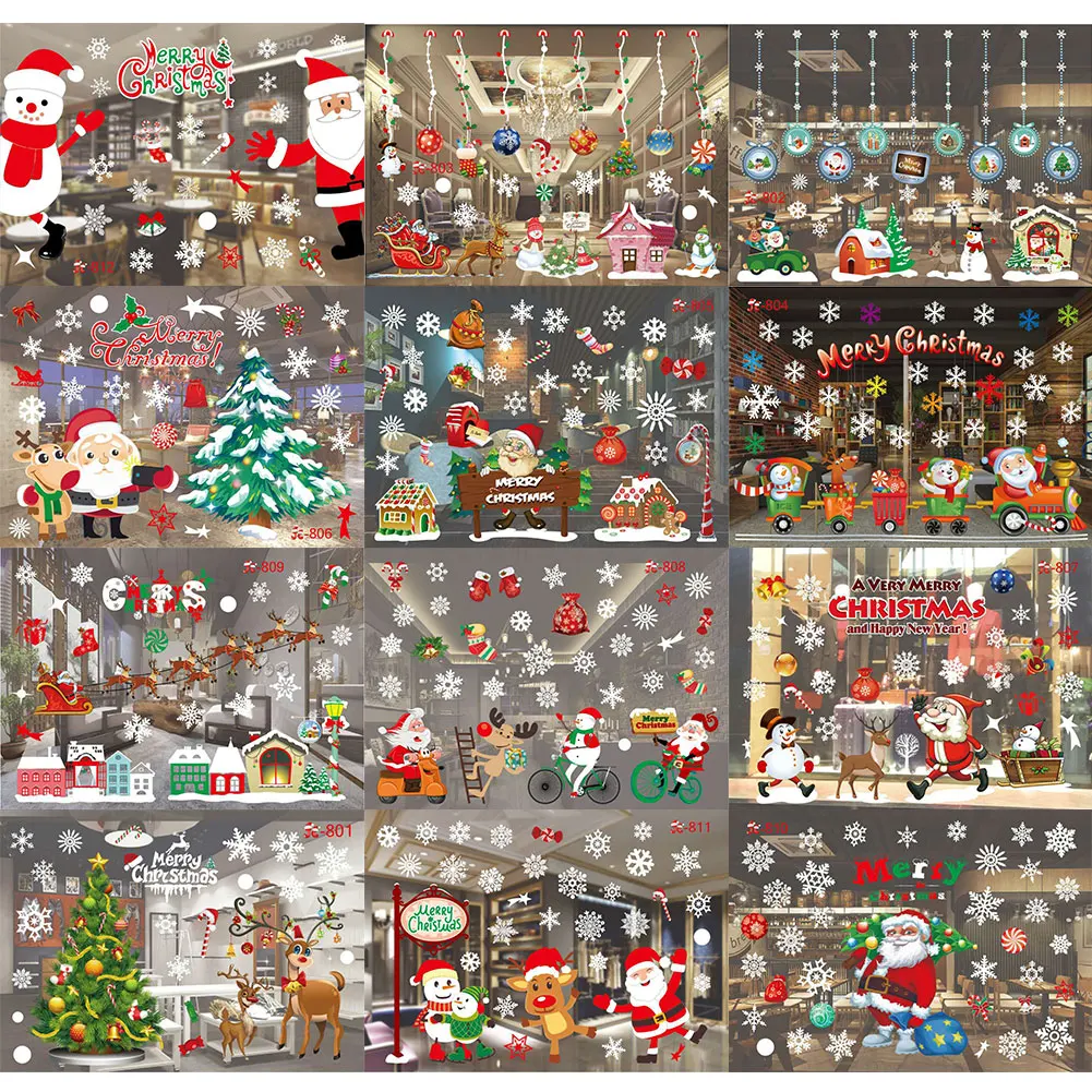 

2pcs PVC Christmas Removable Decorative Window Sticker Wall Decals Home Decor