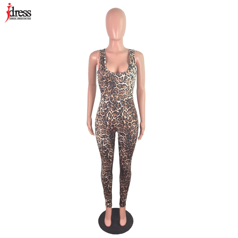 IDress Factory Wholesale New Women Clothing Fashion 2020 Summer Bodycon Bodysuit Sexy Long Pant Leopard Print One Piece Jumpsuit (1)