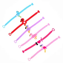 Вечерние мягкие силиконовые браслеты в подарок, 5 шт. мультяшный браслет Фламинго аниме