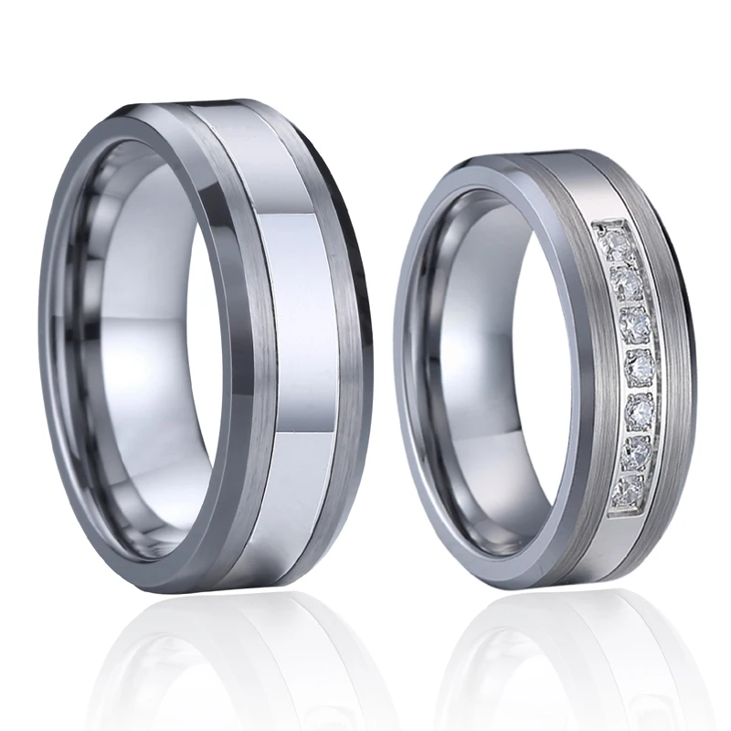 

Wedding Rings Sets for men and women lovers Real Tungsten carbide Jewelry couples finger ring never fade tarnish free