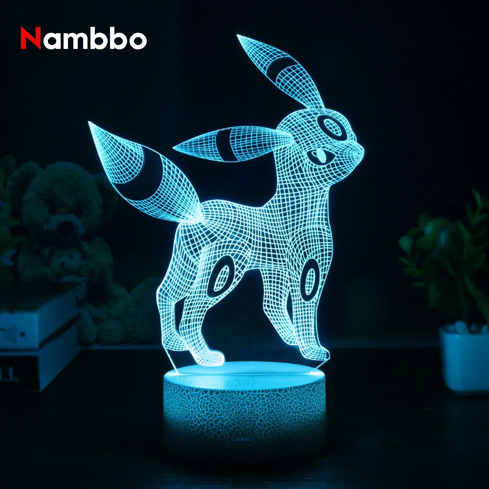 

Cartoon Game Pokemon 3D Lamp Eevee Decorative Table Lamp Umbreon Vaporeon Espeon Role Colorful Night Light Children's Gift